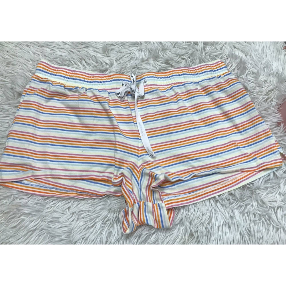 Women's Calvin Klein Stretch Cotton Shorts Pajamas Sleepwear Stripe Size X-Large